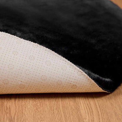 vidaXL Anti-Slip Faux Rabbit Fur Rug OLITE Black Ø 200 cm Polyester