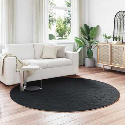vidaXL Anti-Slip Faux Rabbit Fur Rug OLITE Black Ø 200 cm Polyester