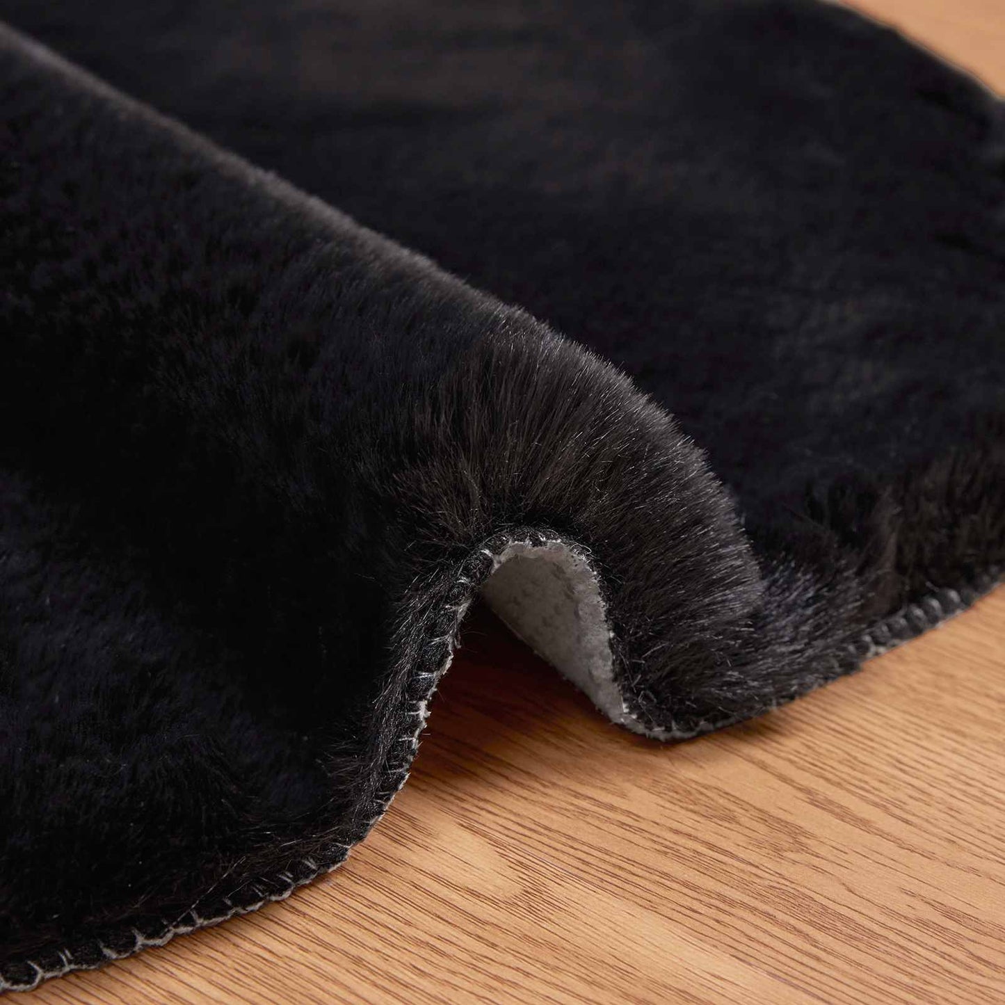 vidaXL Anti-Slip Faux Rabbit Fur Rug OLITE Black 50 x 80 cm Polyester