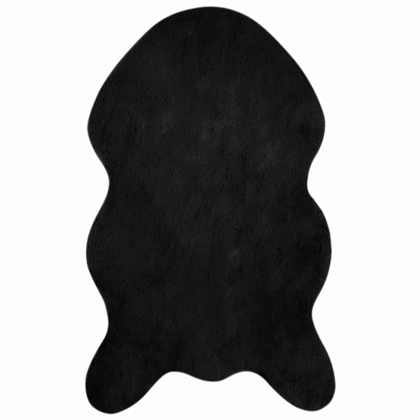 vidaXL Anti-Slip Faux Rabbit Fur Rug OLITE Black 50 x 80 cm Polyester