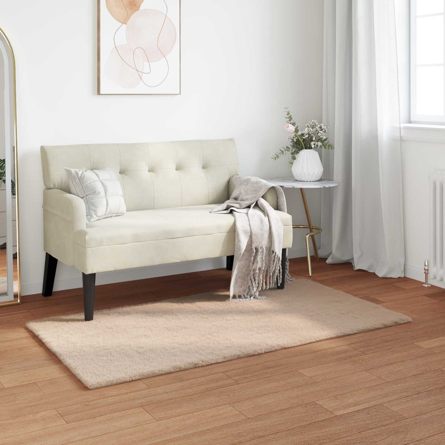 vidaXL Anti-Slip Faux Rabbit Fur Rug OLITE Taupe 60 x 110 cm Polyester