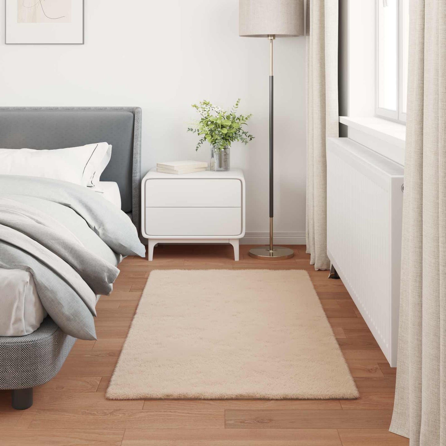 vidaXL Anti-Slip Faux Rabbit Fur Rug OLITE Taupe 60 x 110 cm Polyester