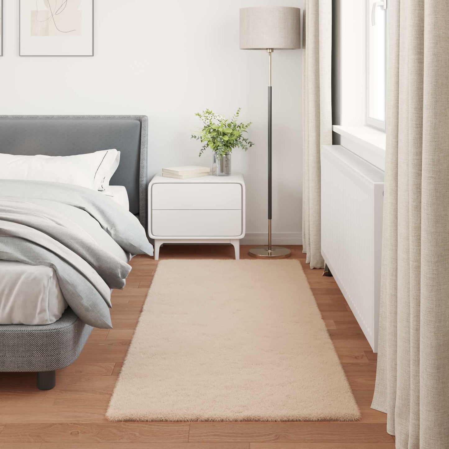 vidaXL Anti-Slip Faux Rabbit Fur Rug OLITE Taupe 80 x 200 cm Polyester