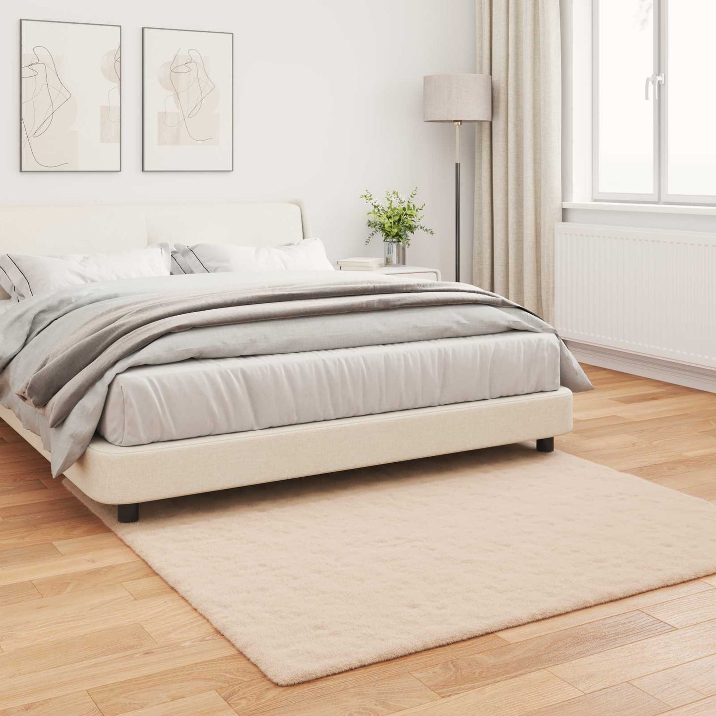 vidaXL Anti-Slip Faux Rabbit Fur Rug OLITE Taupe 120 x 120 cm