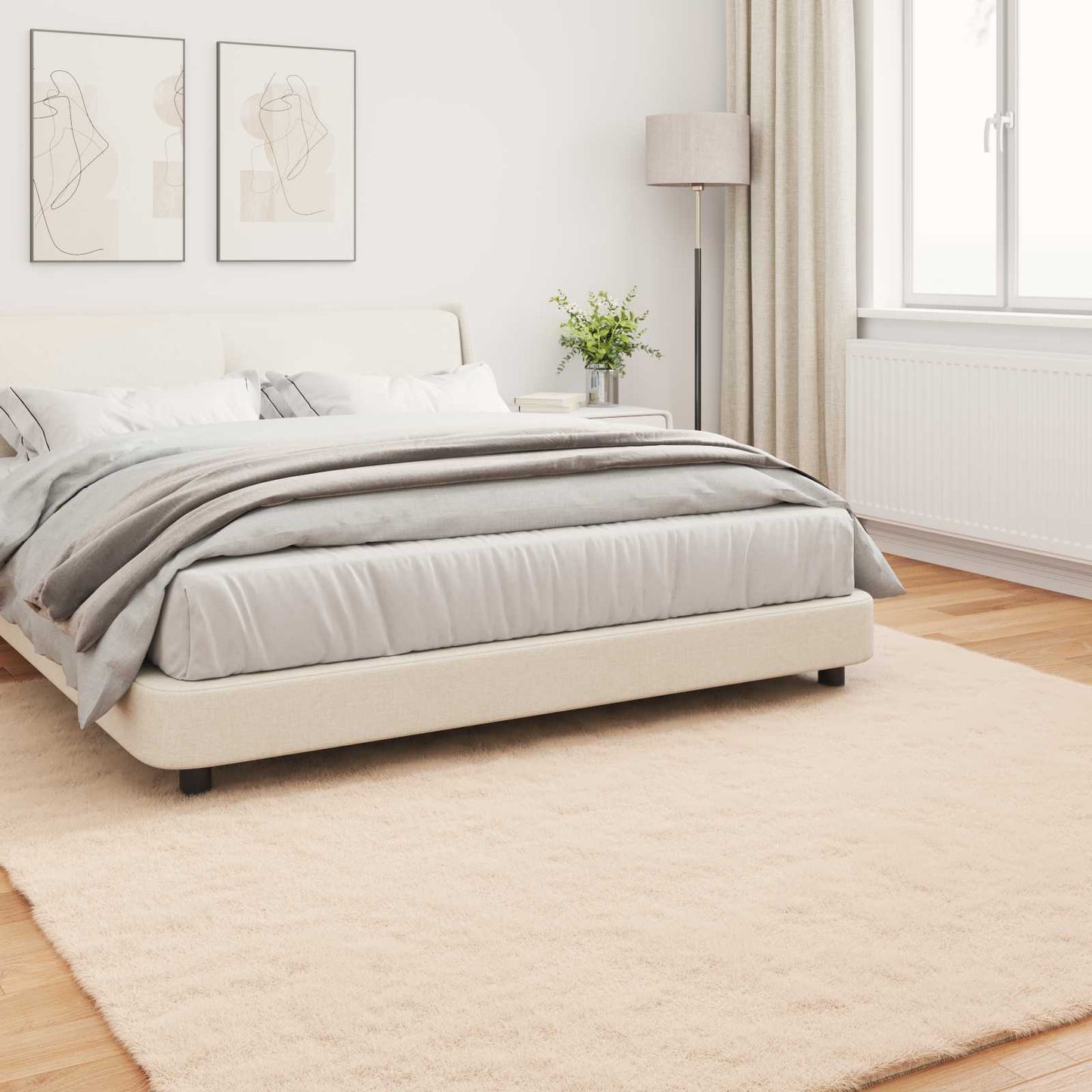 vidaXL Anti-Slip Faux Rabbit Fur Rug OLITE Taupe 240 x 240 cm