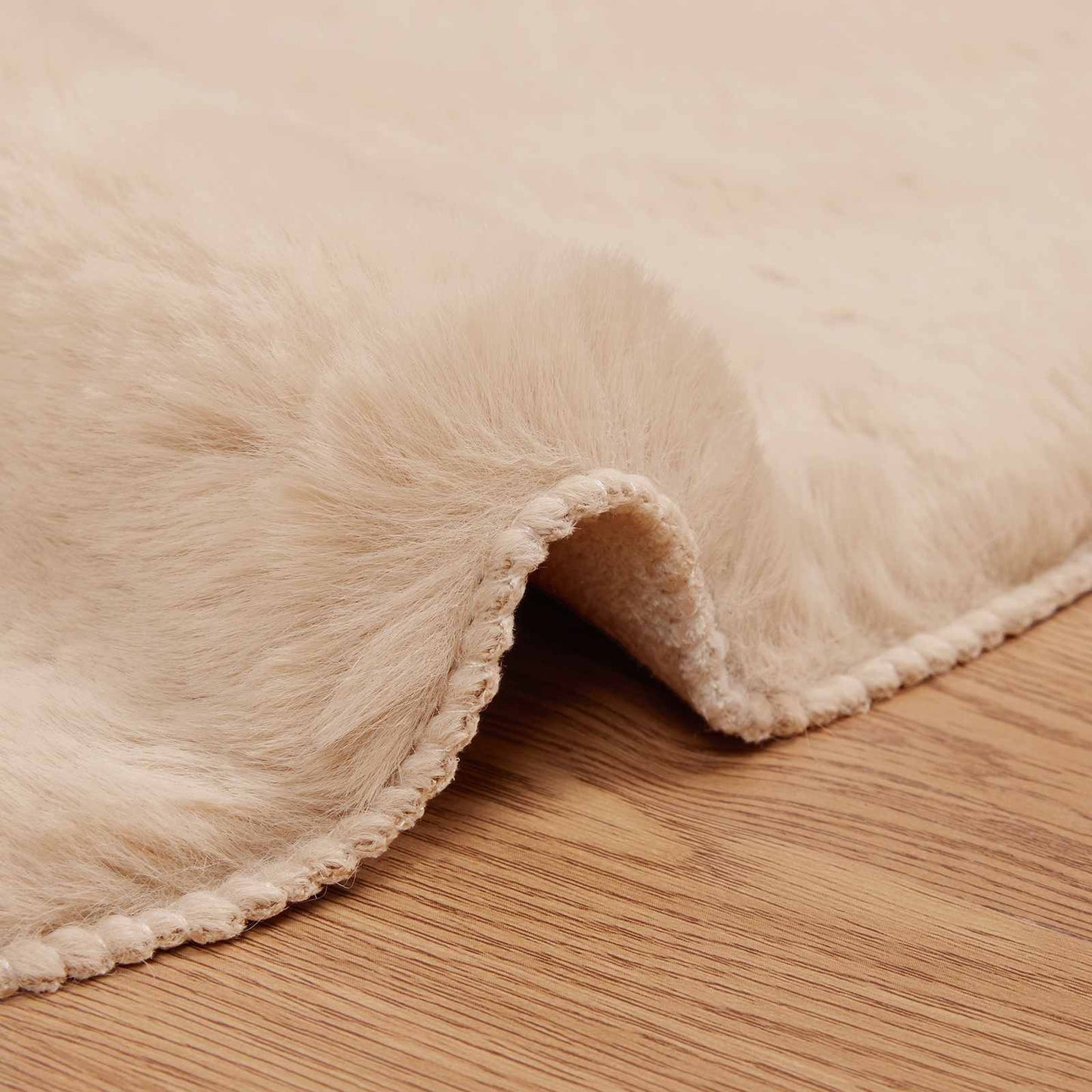 vidaXL Anti-Slip Faux Rabbit Fur Rug OLITE Taupe Ø 160 cm Polyester