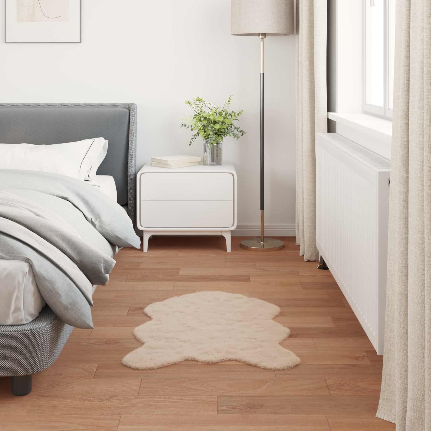 vidaXL Anti-Slip Faux Rabbit Fur Rug OLITE Taupe 60 x 90 cm Polyester