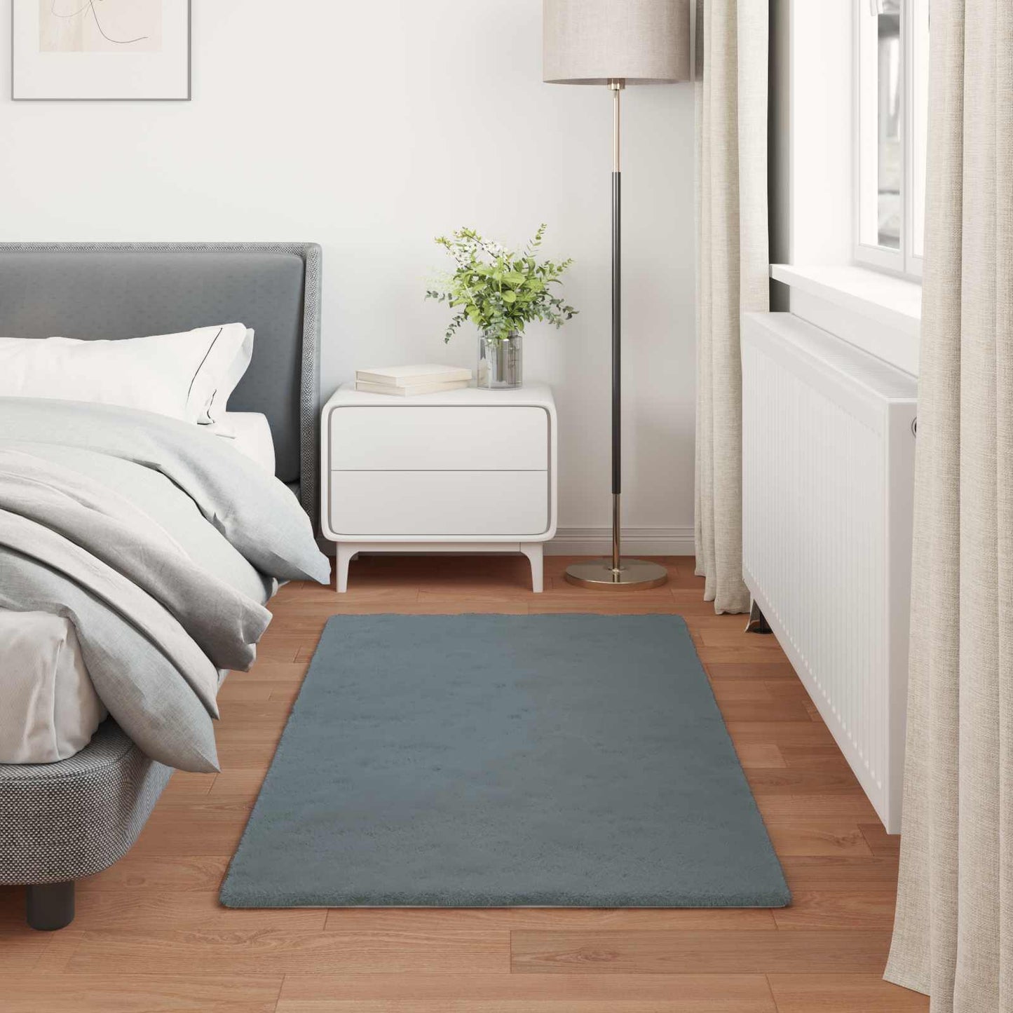 vidaXL Anti-Slip Faux Rabbit Fur Rug OLITE Anthracite 60 x 110 cm
