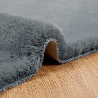 vidaXL Anti-Slip Faux Rabbit Fur Rug OLITE Anthracite 80 x 250 cm