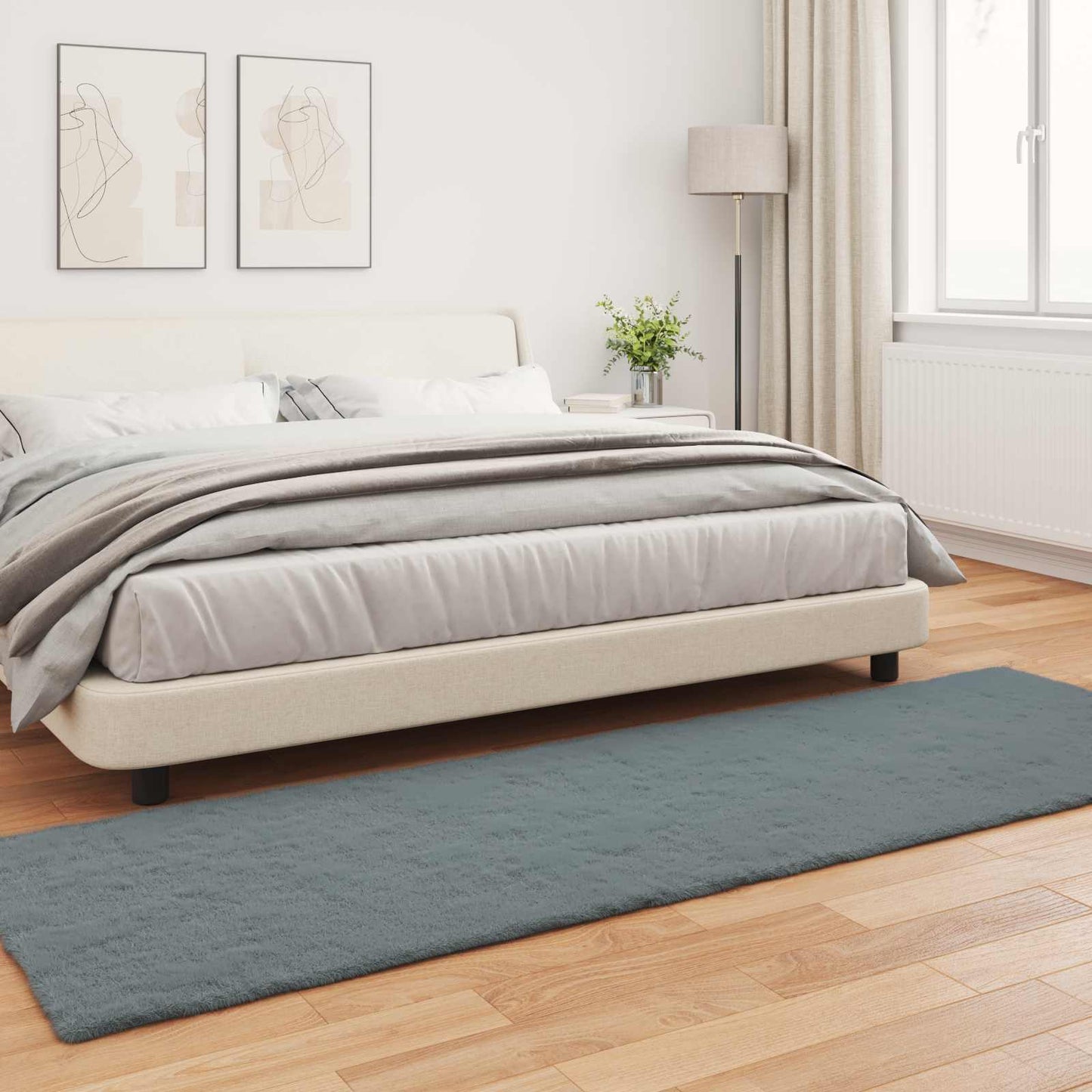 vidaXL Anti-Slip Faux Rabbit Fur Rug OLITE Anthracite 80 x 250 cm