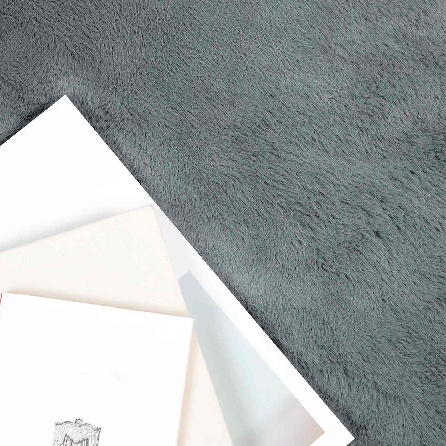 vidaXL Anti-Slip Faux Rabbit Fur Rug OLITE Anthracite 80 x 250 cm