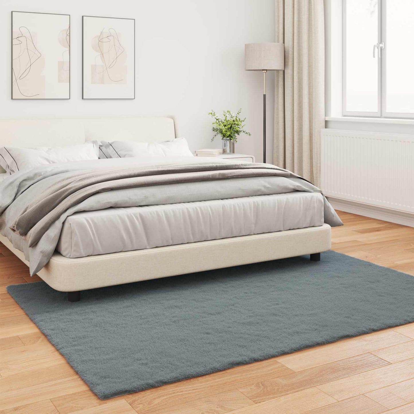 vidaXL Anti-Slip Faux Rabbit Fur Rug OLITE Anthracite 160 x 230 cm
