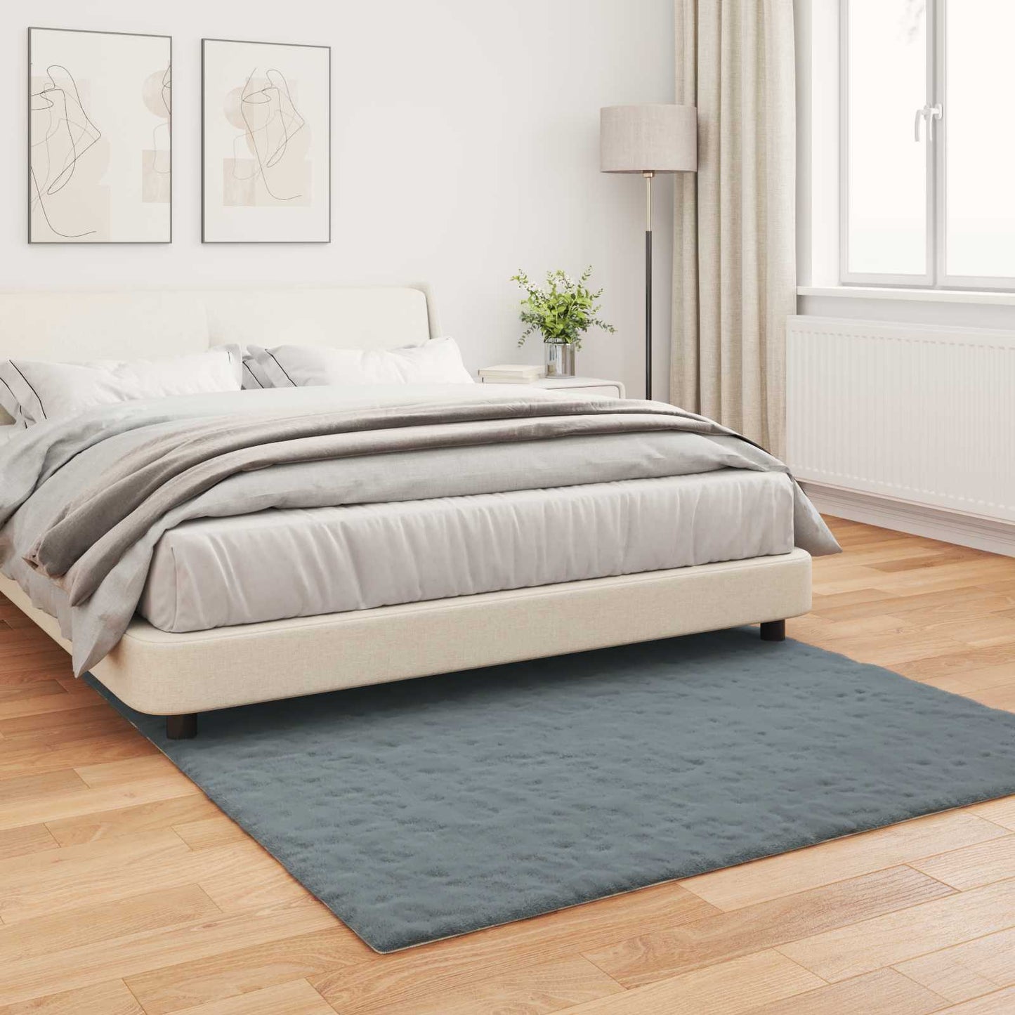 vidaXL Anti-Slip Faux Rabbit Fur Rug OLITE Anthracite 120 x 120 cm