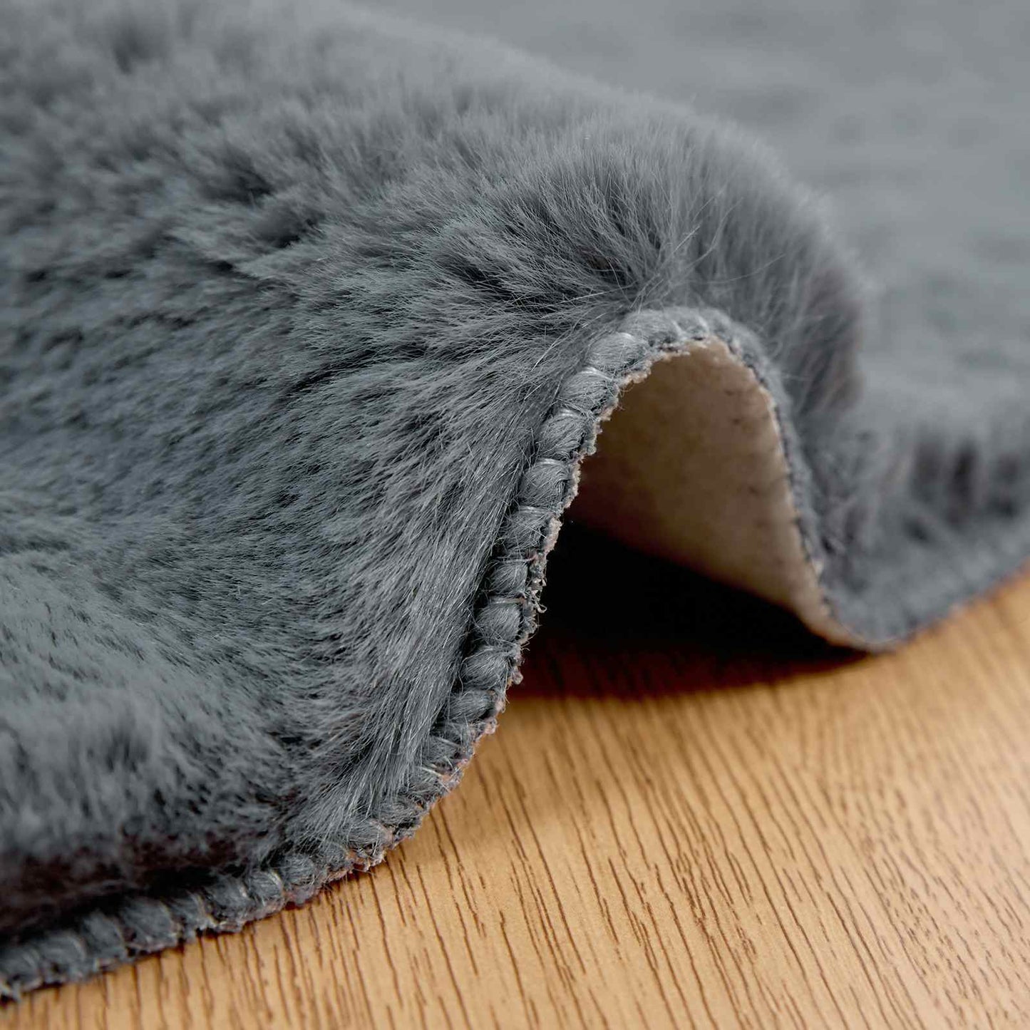 vidaXL Anti-Slip Faux Rabbit Fur Rug OLITE Anthracite Ø 120 cm