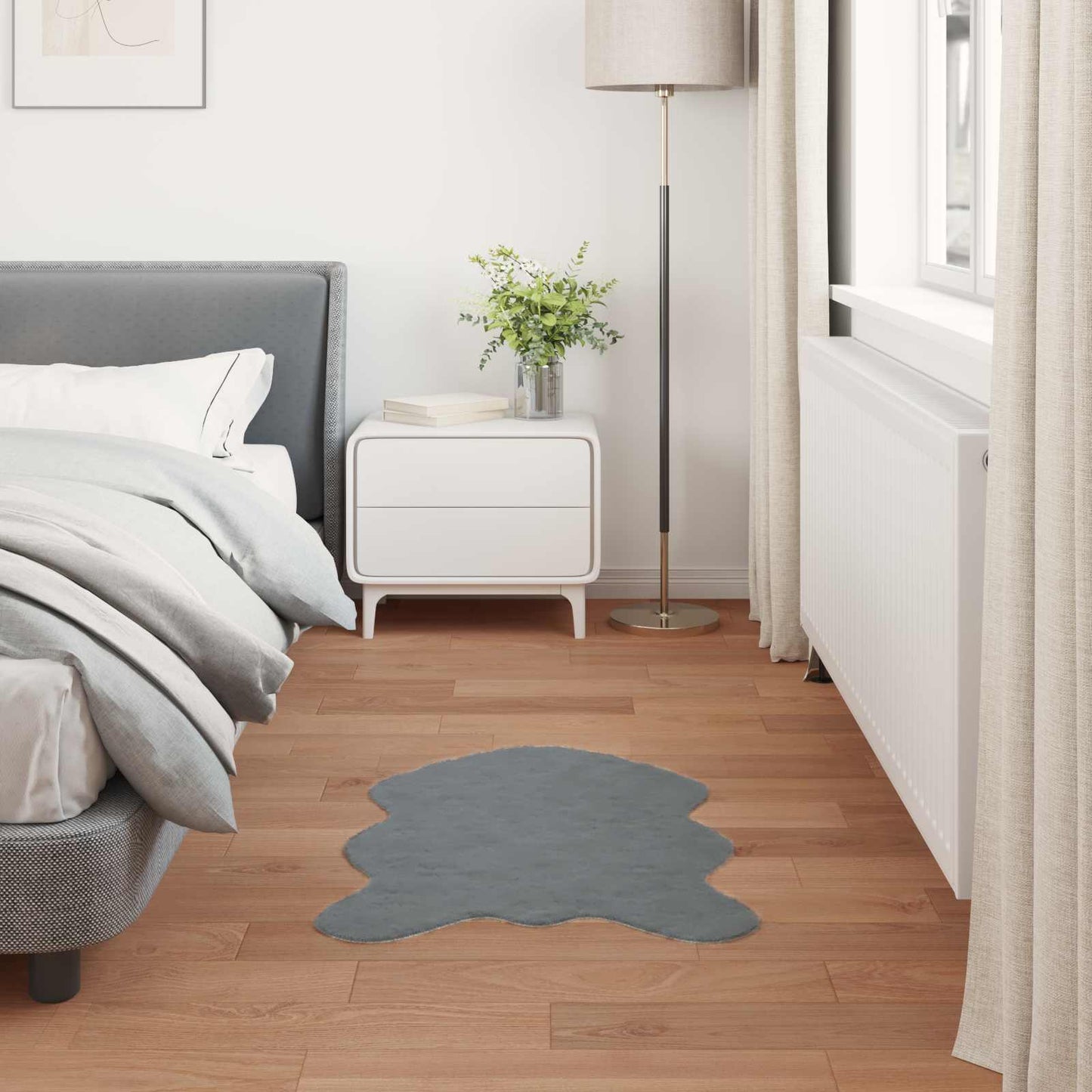 vidaXL Anti-Slip Faux Rabbit Fur Rug OLITE Anthracite 50 x 80 cm