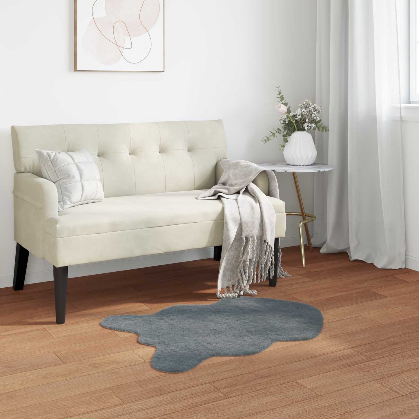 vidaXL Anti-Slip Faux Rabbit Fur Rug OLITE Anthracite 60 x 90 cm
