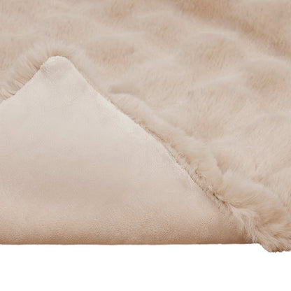 vidaXL Anti-Slip Faux Rabbit Fur Blanket Olite Beige 130 x 150 cm