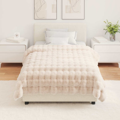 vidaXL Anti-Slip Faux Rabbit Fur Blanket Olite Beige 130 x 150 cm