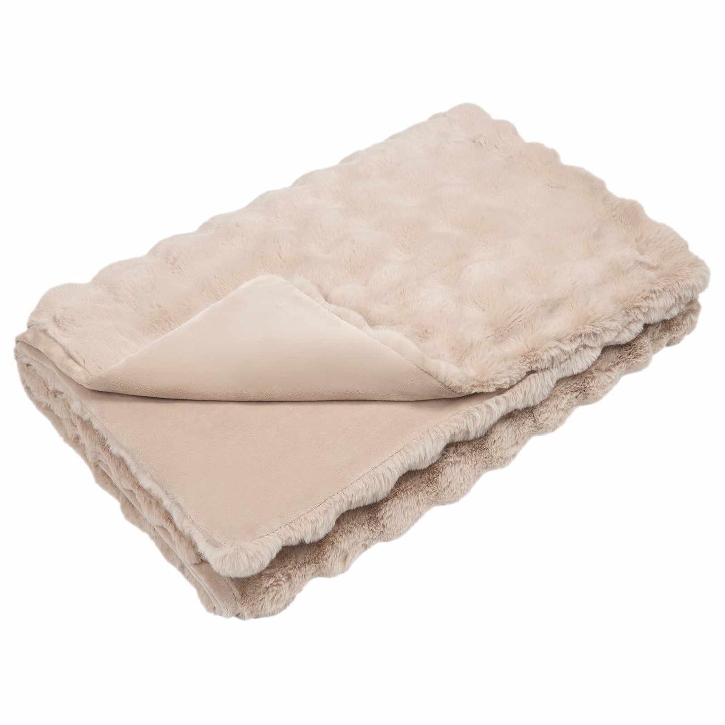 vidaXL Anti-Slip Faux Rabbit Fur Blanket Olite Beige 130 x 150 cm