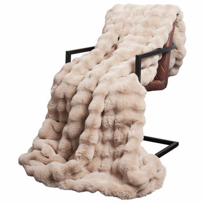 vidaXL Anti-Slip Faux Rabbit Fur Blanket Olite Beige 130 x 150 cm