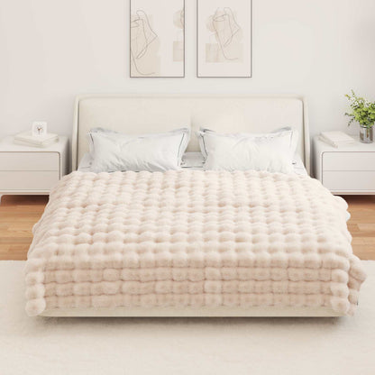 vidaXL Anti-Slip Faux Rabbit Fur Blanket Olite Beige 150 x 220 cm