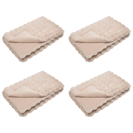 vidaXL Anti-Slip Faux Rabbit Fur Blanket Olite 4 pcs Beige Polyester