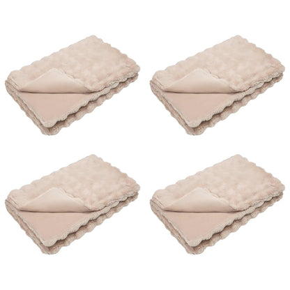 vidaXL Anti-Slip Faux Rabbit Fur Blanket Olite 4 pcs Beige Polyester
