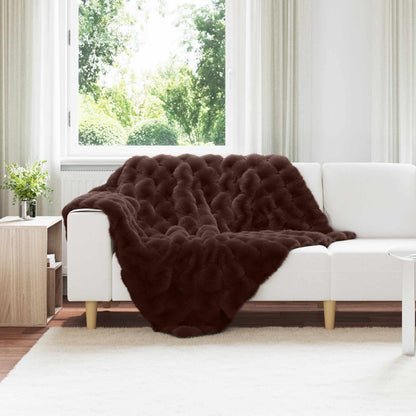 vidaXL Faux Rabbit Fur Blanket Camel 130 x 150 cm Polyester