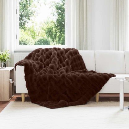 vidaXL Anti-Slip Faux Rabbit Fur Blanket Olite Camel 150 x 220 cm