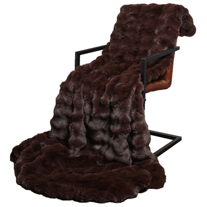 vidaXL Anti-Slip Faux Rabbit Fur Blanket Olite 4 pcs Camel Polyester