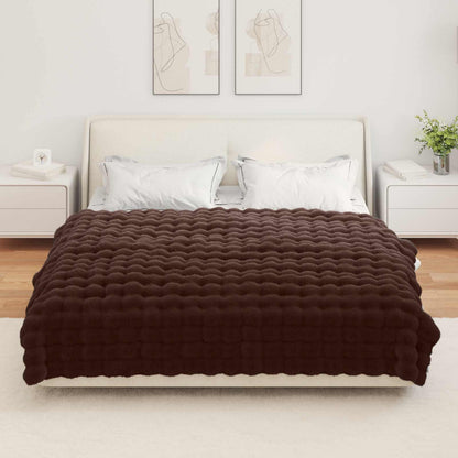 vidaXL Faux Rabbit Fur Blanket 4 pcs Camel 150 x 220 cm Polyester