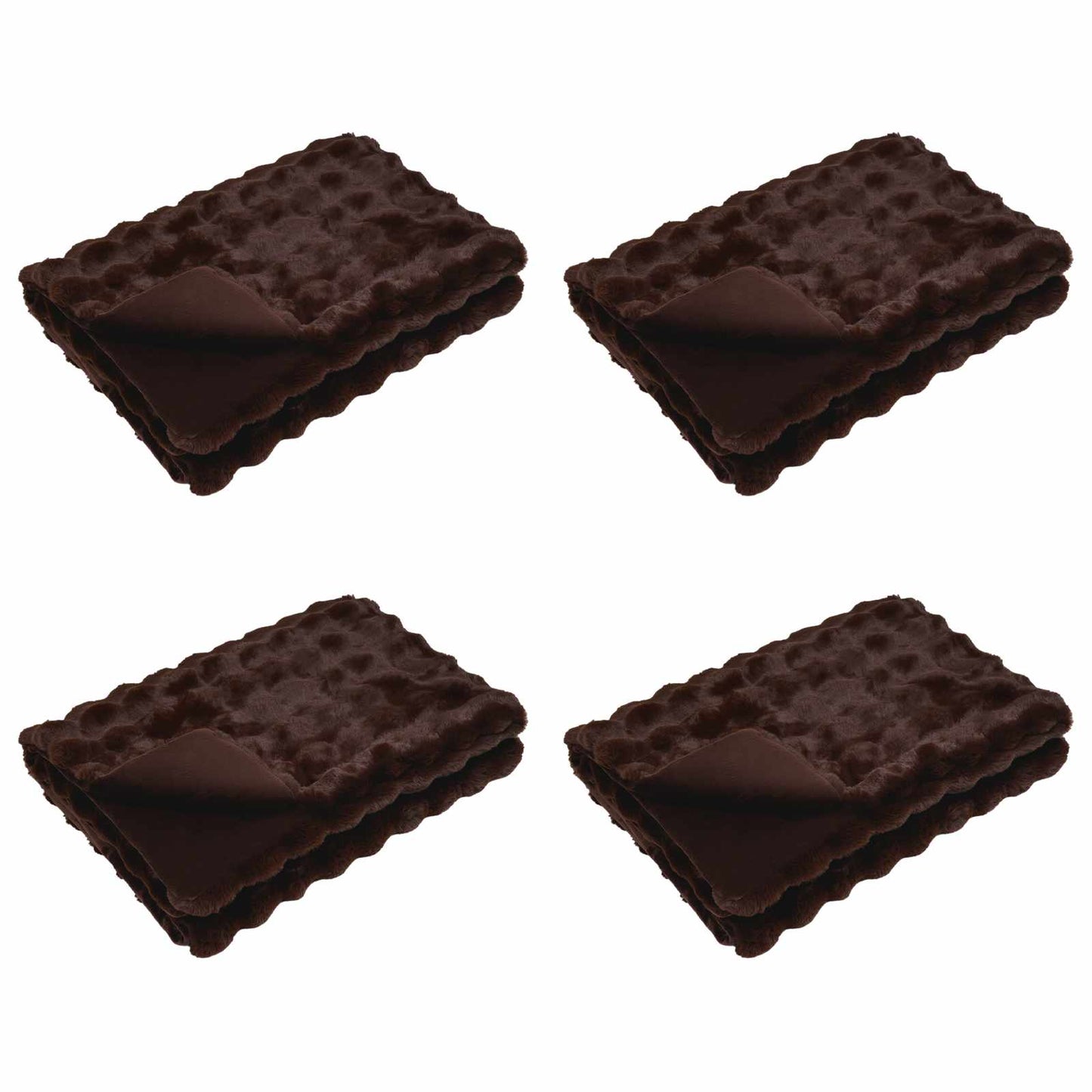 vidaXL Faux Rabbit Fur Blanket 4 pcs Camel 150 x 220 cm Polyester