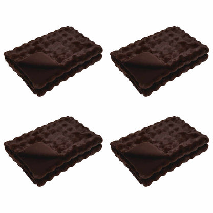 vidaXL Faux Rabbit Fur Blanket 4 pcs Camel 150 x 220 cm Polyester