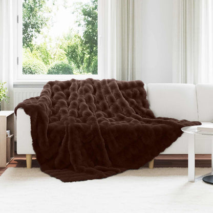 vidaXL Anti-Slip Faux Rabbit Fur Blanket Olite 4 pcs Camel Polyester