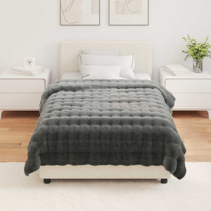 vidaXL Anti-Slip Faux Rabbit Fur Blanket Olite Dark Grey 130 x 150 cm