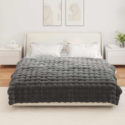vidaXL Anti-Slip Faux Rabbit Fur Blanket Olite Dark Grey 150 x 220 cm