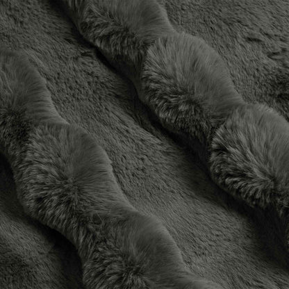 vidaXL Faux Rabbit Fur Blanket 4 pcs Dark Grey 130 x 150 cm Polyester