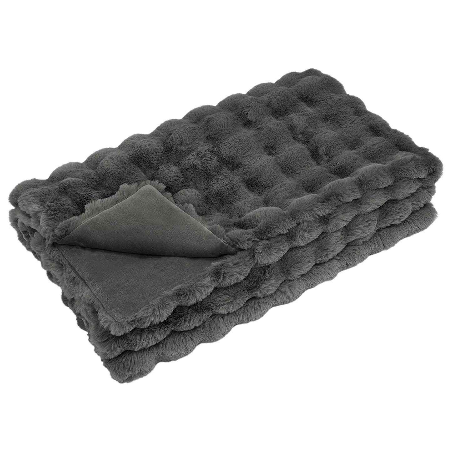 vidaXL Faux Rabbit Fur Blanket 4 pcs Dark Grey 130 x 150 cm Polyester