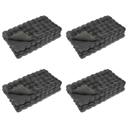 vidaXL Anti-Slip Faux Rabbit Fur Blanket Olite 4 pcs Dark Grey