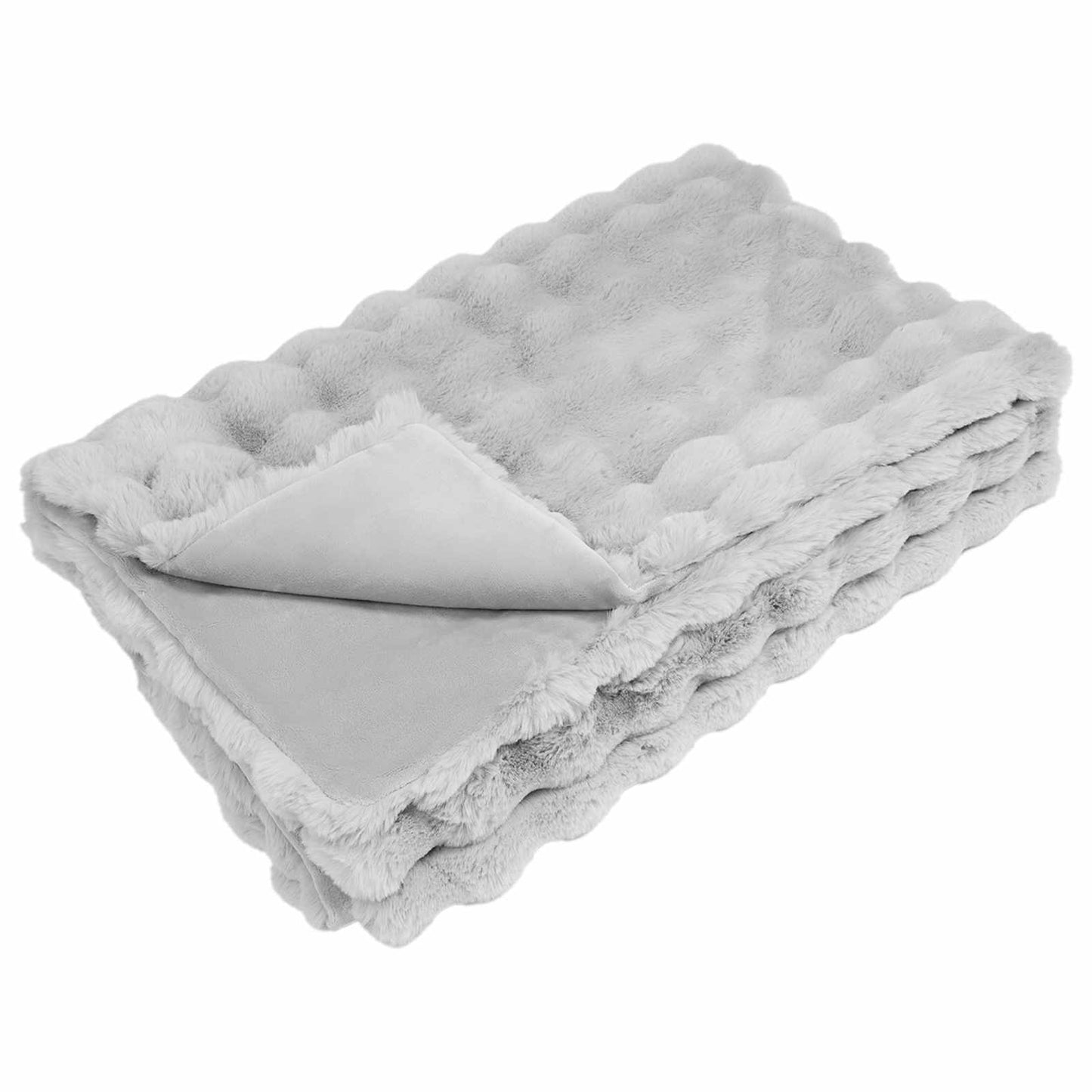 vidaXL Anti-Slip Faux Rabbit Fur Blanket Olite Grey 150 x 220 cm