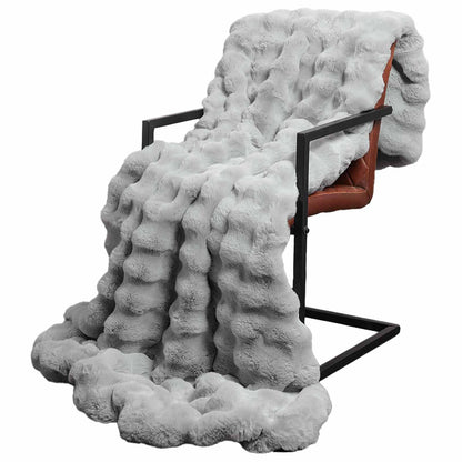 vidaXL Anti-Slip Faux Rabbit Fur Blanket Olite Grey 150 x 220 cm