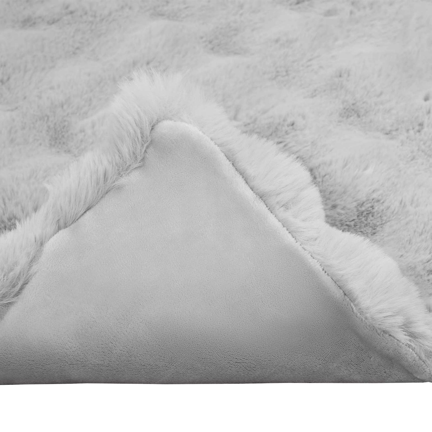 vidaXL Anti-Slip Faux Rabbit Fur Blanket Olite 4 pcs Grey 150 x 220 cm
