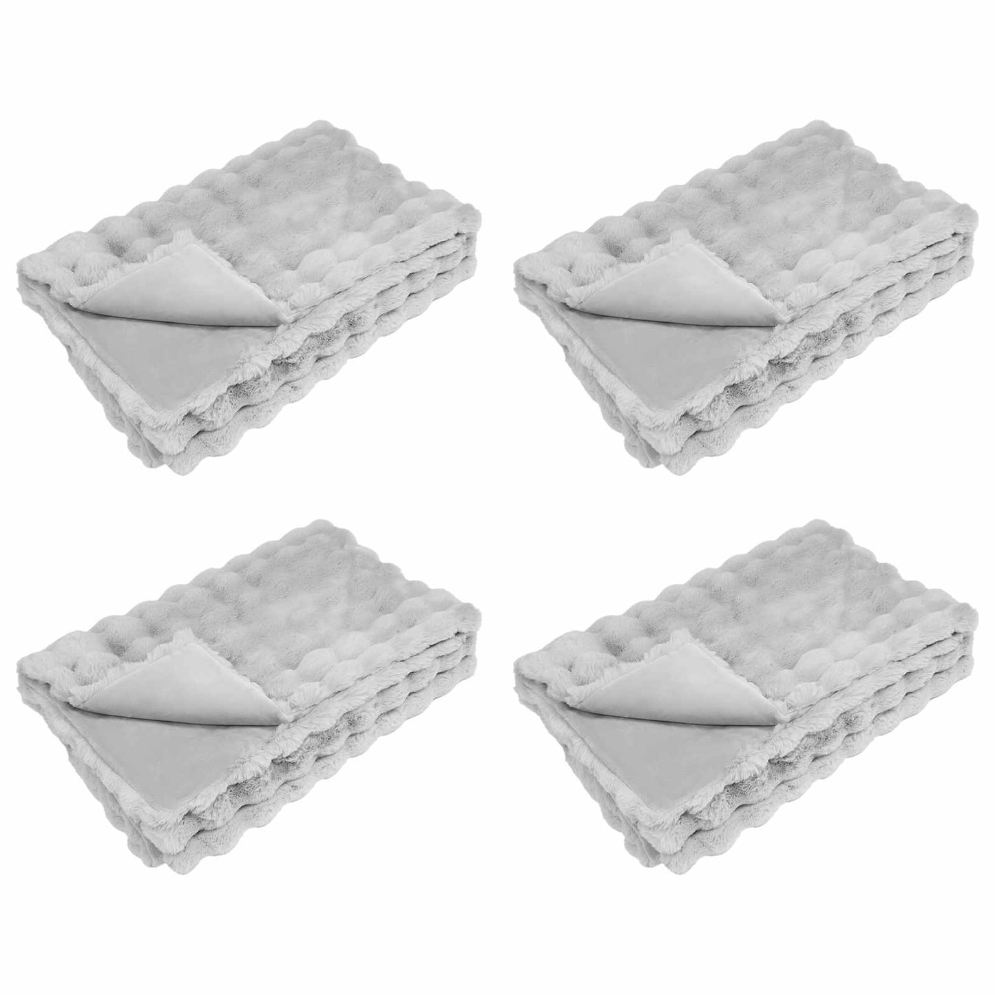 vidaXL Anti-Slip Faux Rabbit Fur Blanket Olite 4 pcs Grey 220 x 240 cm