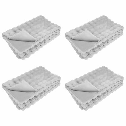 vidaXL Anti-Slip Faux Rabbit Fur Blanket Olite 4 pcs Grey 220 x 240 cm
