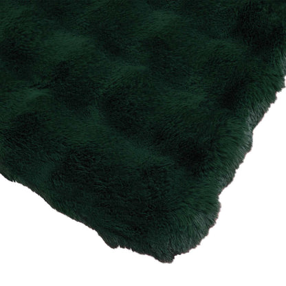 vidaXL Faux Rabbit Fur Blanket 4 pcs Dark Green 130 x 150 cm Polyester