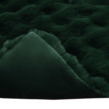 vidaXL Faux Rabbit Fur Blanket 4 pcs Dark Green 130 x 150 cm Polyester