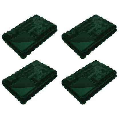 vidaXL Anti-Slip Faux Rabbit Fur Blanket Olite 4 pcs Dark Green
