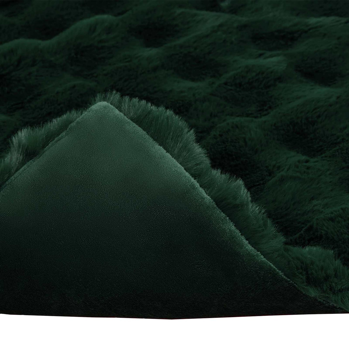 vidaXL Faux Rabbit Fur Blanket 4 pcs Dark Green 240 x 270 cm Polyester