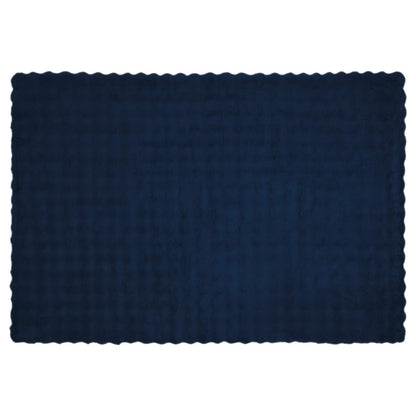 vidaXL Anti-Slip Faux Rabbit Fur Blanket Olite Marine Blue Polyester