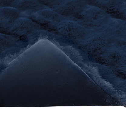 vidaXL Anti-Slip Faux Rabbit Fur Blanket Olite 4 pcs Marine Blue